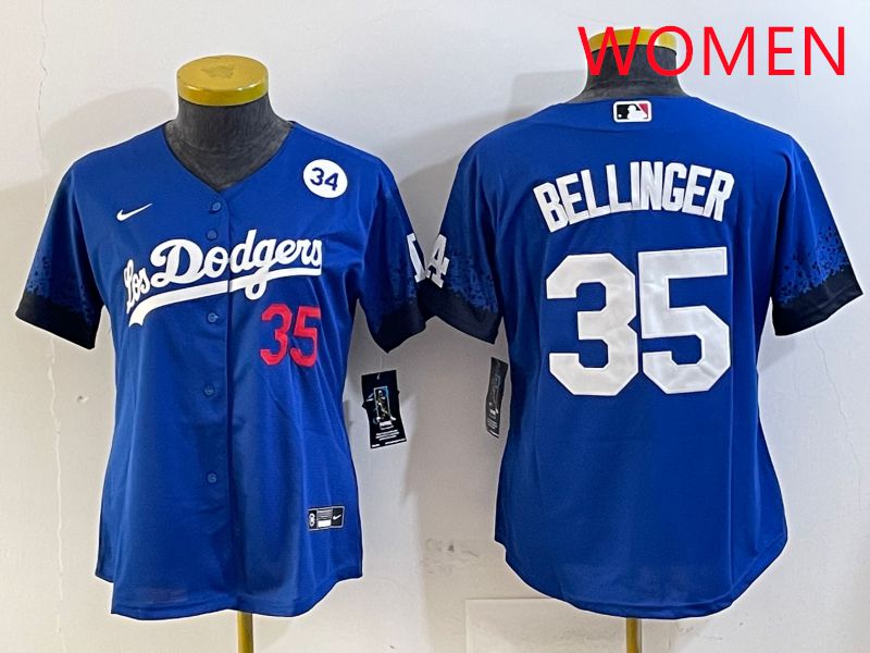 Women Los Angeles Dodgers 35 Bellinger Blue City Edition 2025 Nike MLB Jersey style 6